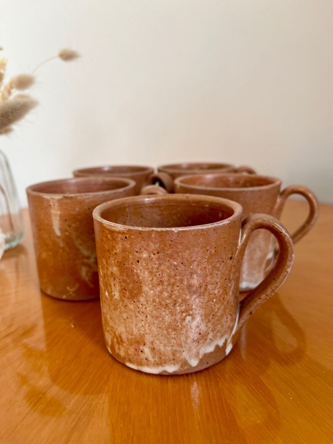 Lot de 5 tasses à café en grès vintage