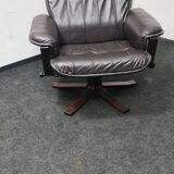 Vintage leather reclining swivel chair