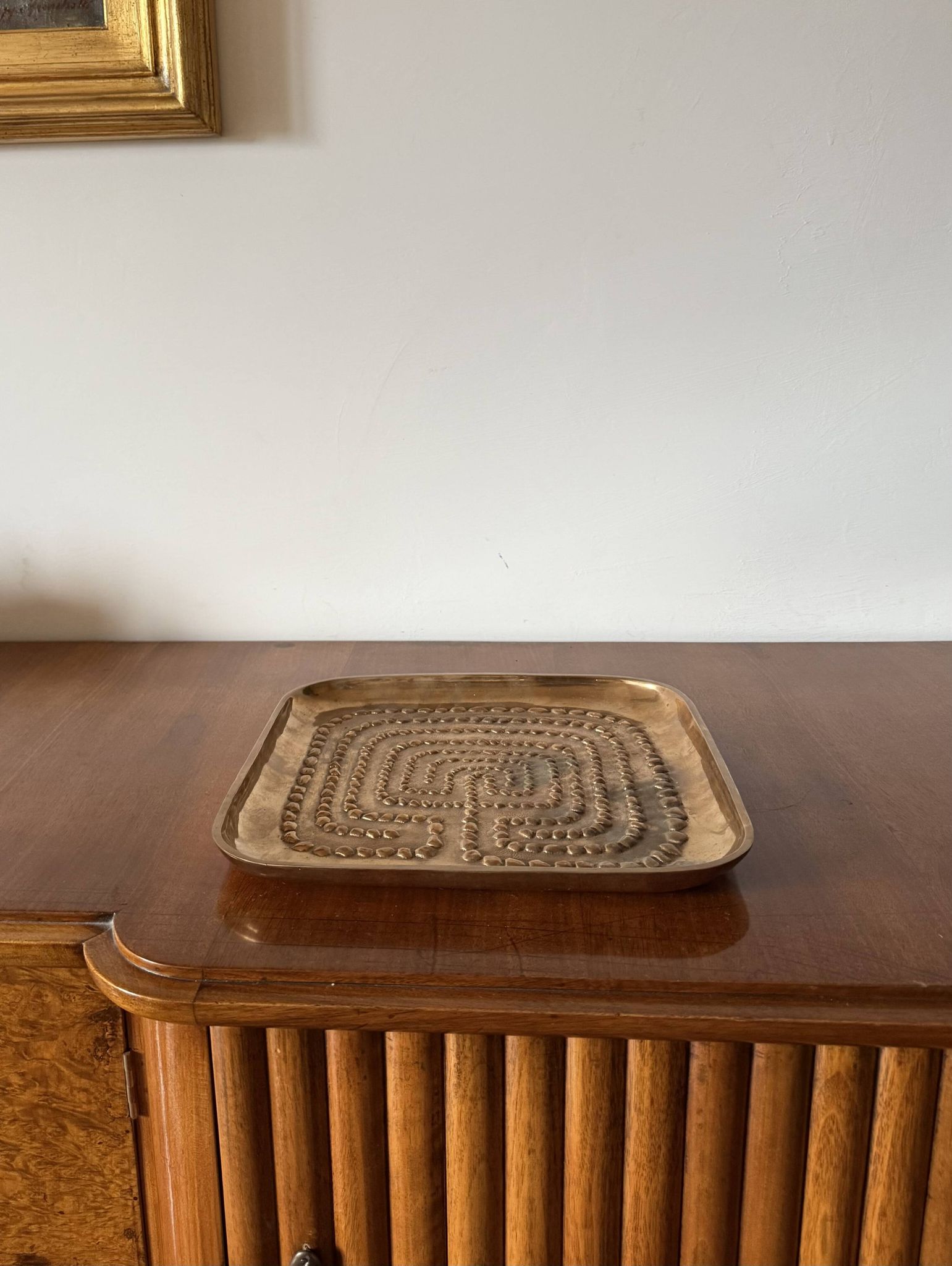 Modern solid brass tray / vide poche, Atelier Ventrella Italy 1980s