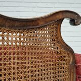 Fauteuil danois en bois de frêne et velour années 1930