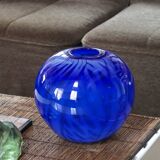 Impressive blue blown glass vase by Nicolas Morin.