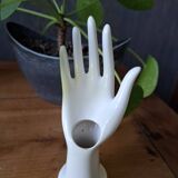 Handmade single-flower vase in white earthenware from the 70s