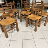 Set of 8 Charles Dudouyt Brutalist Dining Chairs 1960
