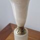 Neo-Empire style table lamp in alabaster and brass - V-shaped tulip shade