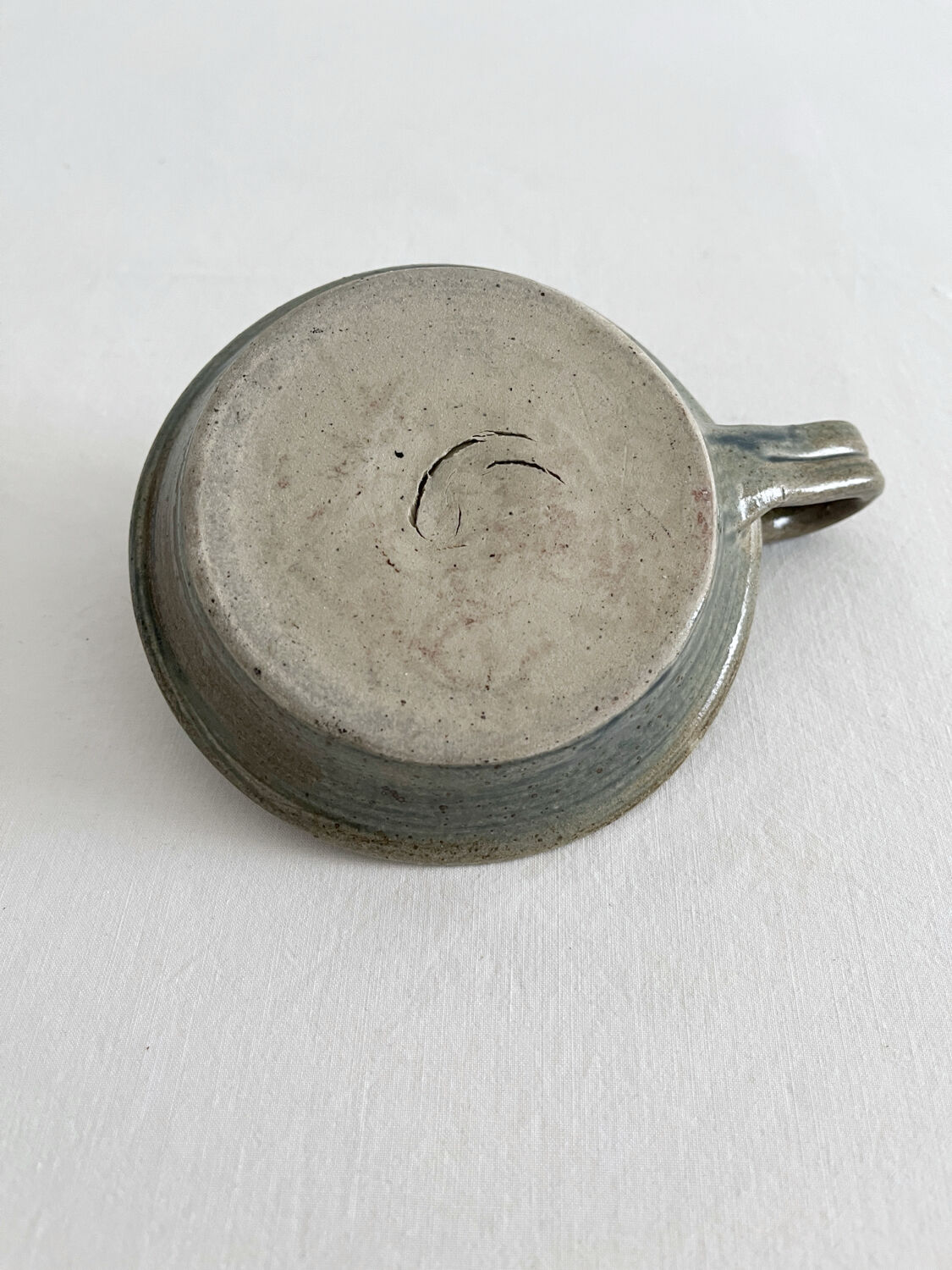 Vintage glazed stoneware hand candlestick