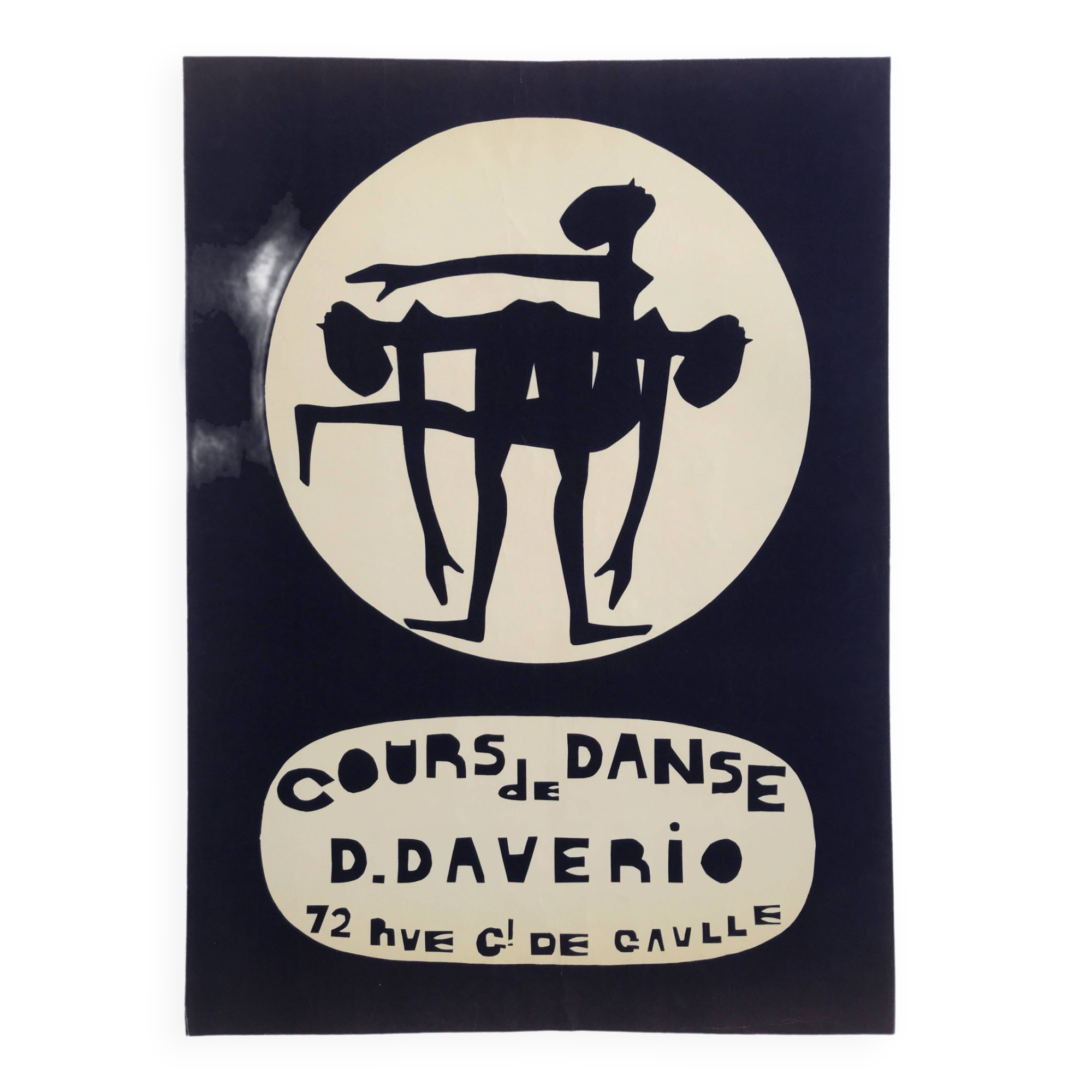 Original poster Dance lessons by D. Daverio, 1970s. Canvased.