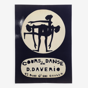 Original poster Dance lessons by D. Daverio, 1970s. Canvased.