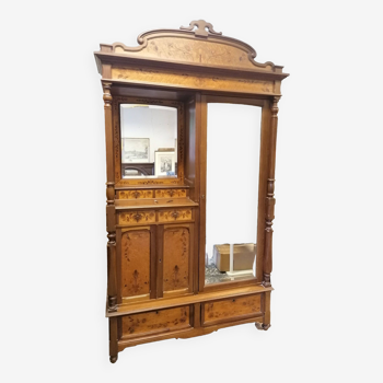 Armoire dressing marquetée en Orme - Art Nouveau