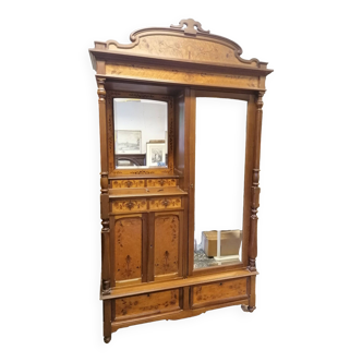 Armoire dressing marquetée en Orme - Art Nouveau