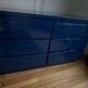 Console / commode David Lange – Laque bleu profond – 6 tiroirs – 156 cm – A