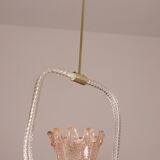 Charming Pink and Trasparent Murano Glass Chandelier by Barovier e Toso