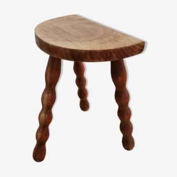 Tabouret tripode bois assise demi-lune