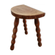 Tabouret tripode bois assise demi-lune