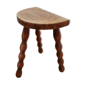 Tabouret tripode bois assise demi-lune
