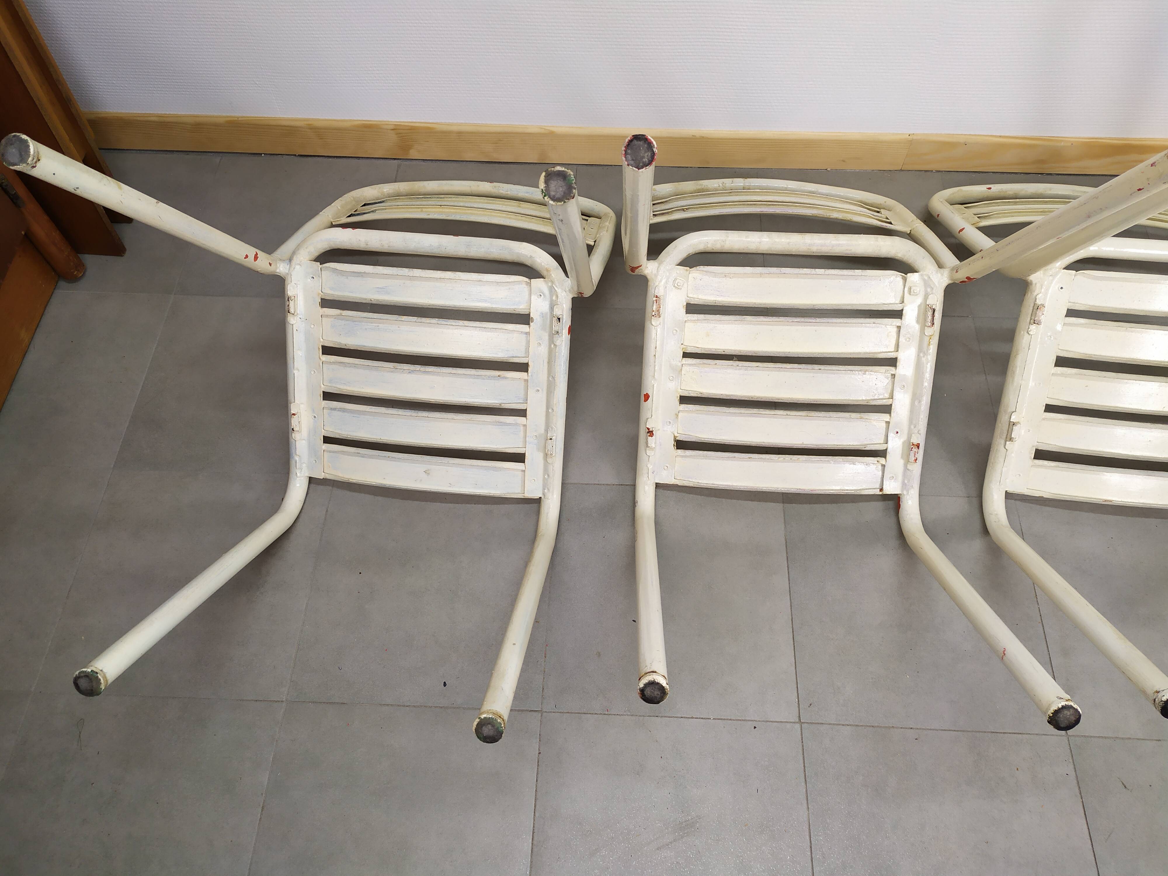 Lot of 4 chairs Tolix T2 by Xavier Pauchard 1950