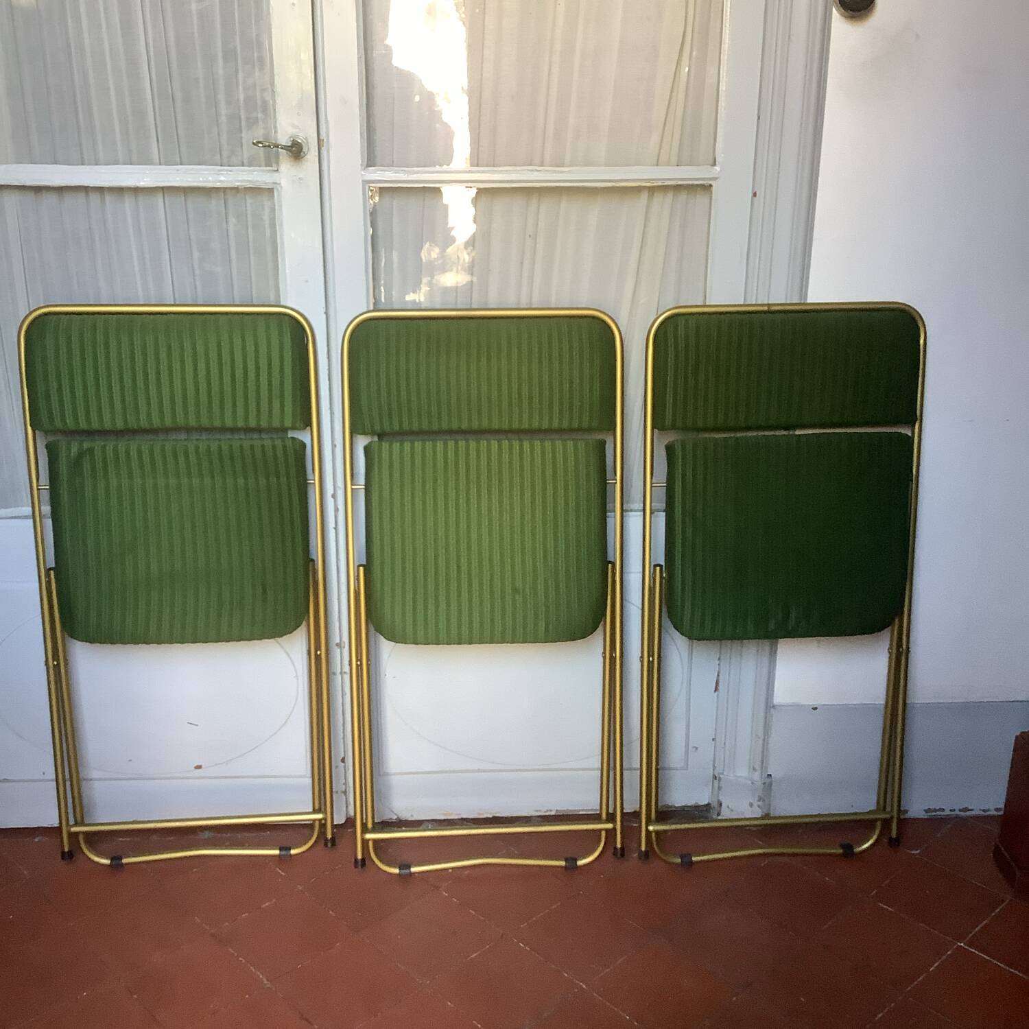 Set of 3 Lafuma 1970 folding chairs