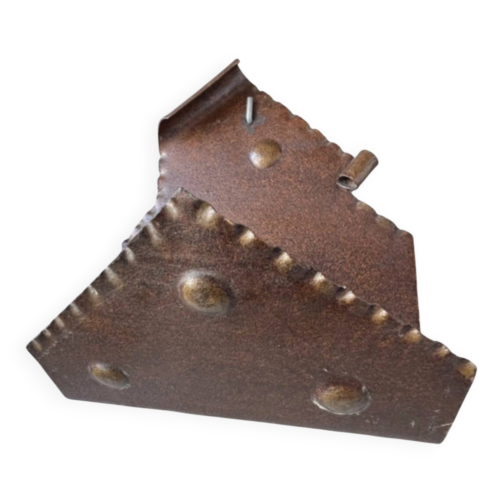 Porte-revues ou porte-courriers mural vintage 1960’s en métal marron