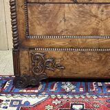 Commode secrétaire du XIXème en loupe d'orme, sapin et dessus marbre noir
