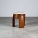 Sculptural Ash Wood Stool with Dedar Milano Bouclè Champagne by FORME, Italy