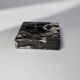 Vintage Black Beige White Marble Ashtray with Red Fabric Base - 1970s Italian Design, Heavy Desk Sculpture
