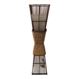 Vintage rattan and raffia floor lamp
