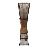 Lampadaire vintage en rotin et raphia