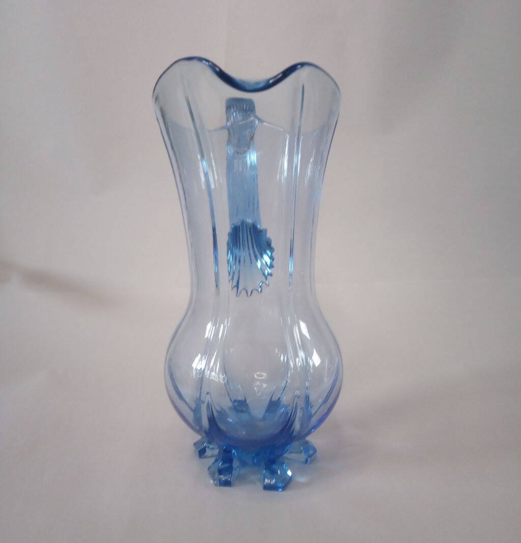 Art Glass Blue Pitcher