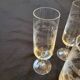6 engraved crystal champagne flutes (floral) 1920