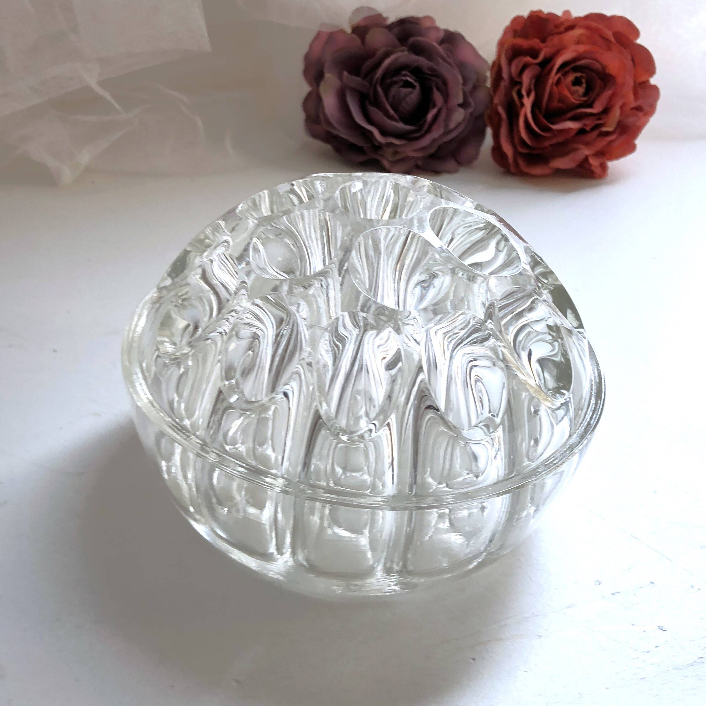Vase pique-fleurs boule verre épais style art Déco