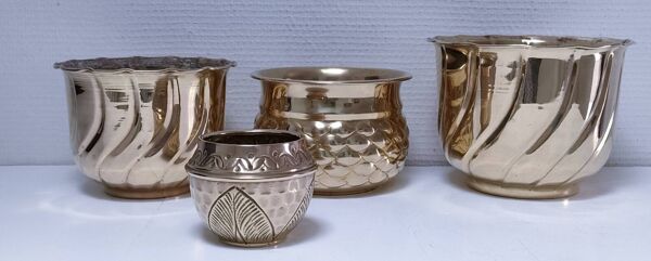 quatre cache-pot laiton vintage