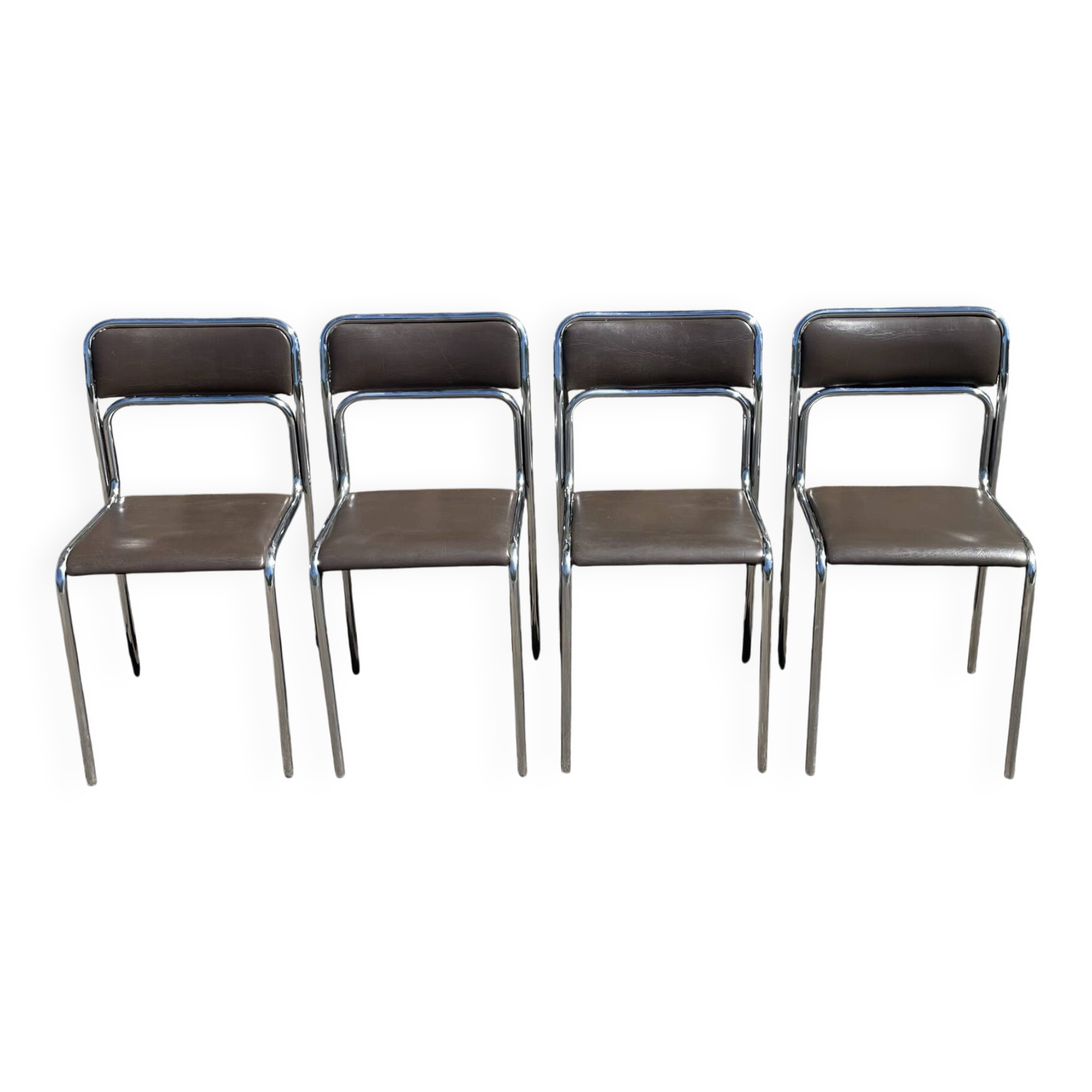 4 modern dining chairs / Chocolate brown upholstery