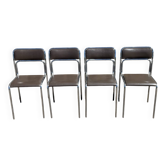 4 Chaises de salle à manger modernistes / Revêtement marron chocolat