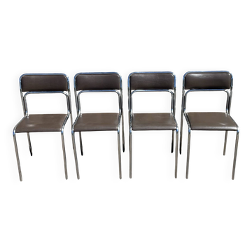 4 modern dining chairs / Chocolate brown upholstery
