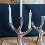 Silver tree shaped candle holders 3 branches