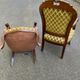 2 Louis XV cabriolet armchairs in wood and embroidered golden fabric.