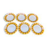 6 Sunflower dinner plates by Digoin Sarreguemines, vintage