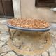 Oval coffee table in marble and wood