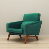 Fauteuil vert, design danois, années 1970, fabriqué au Danemark