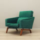 Fauteuil vert, design danois, années 1970, fabriqué au Danemark