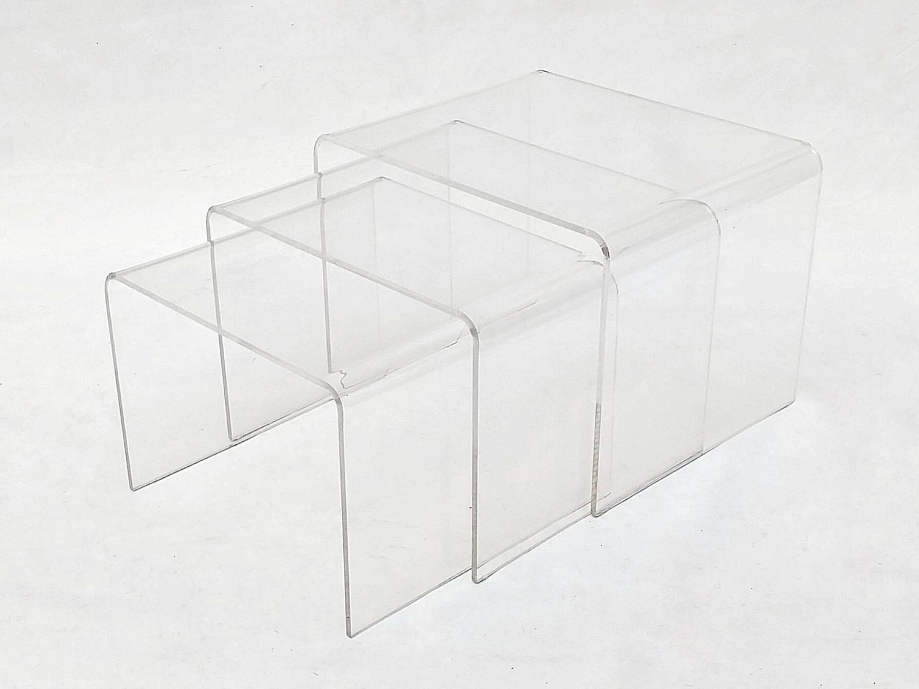 3 Nesting tables signed David Lange transparent plexiglass coffee tables design 70