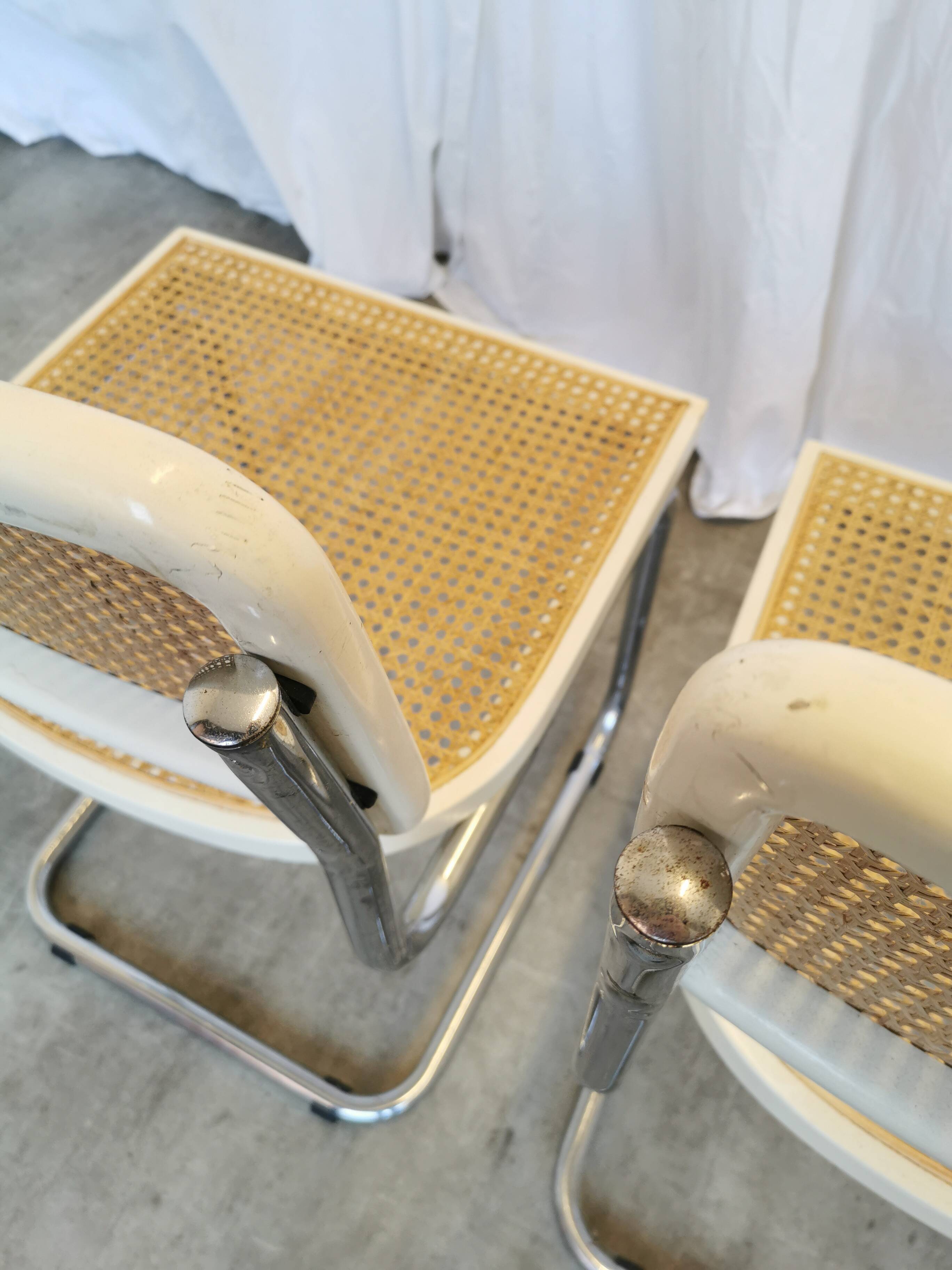 Ensemble de 2 chaises Cesca vintage de Marcel Breuer : chaises de salle à manger en osier style Mid-Century Modern