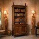 Empire library in mahogany veneer, sessile oak, France, early 19th century.
