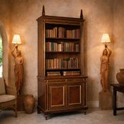 Empire library in mahogany veneer, sessile oak, France, early 19th century.