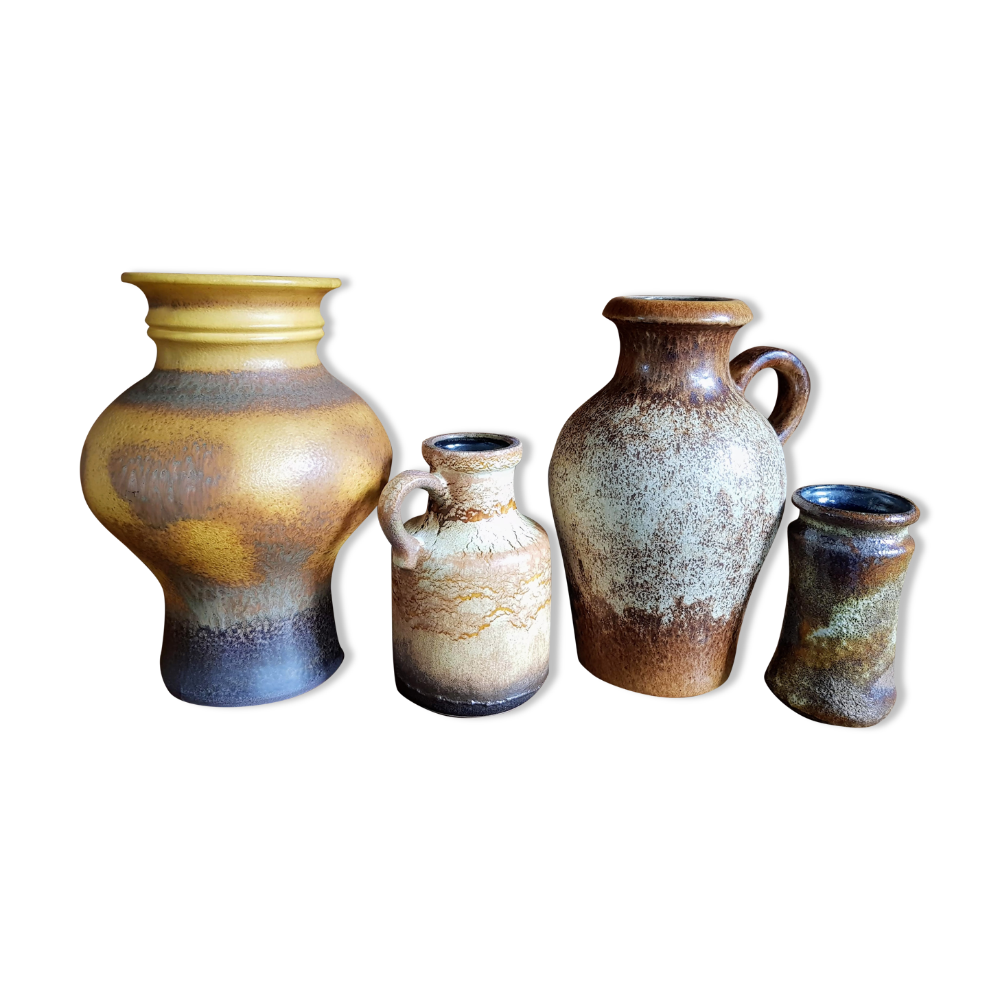 Vintage Set of Four West German Ceramic Vases - Fat Lava - Scheurich - 1960s