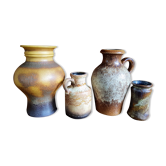 Ensemble vintage de quatre vases en céramique ouest-allemands - Fat Lava - Scheurich - Années 1960