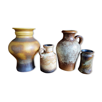 Ensemble vintage de quatre vases en céramique ouest-allemands - Fat Lava - Scheurich - Années 1960