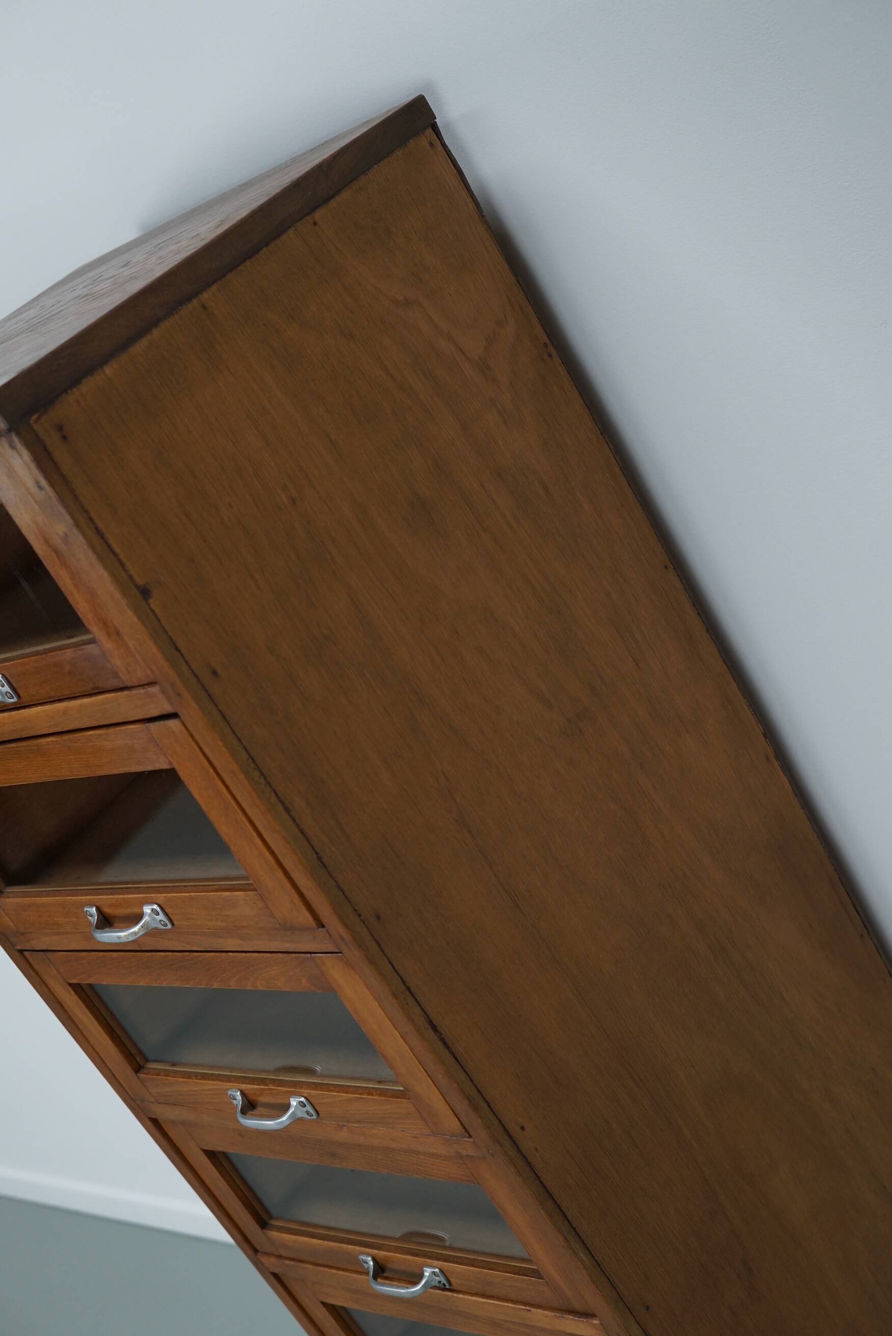 Vintage German Beech / Oak Haberdashery Shop Cabinet / Vitrine, 1950s