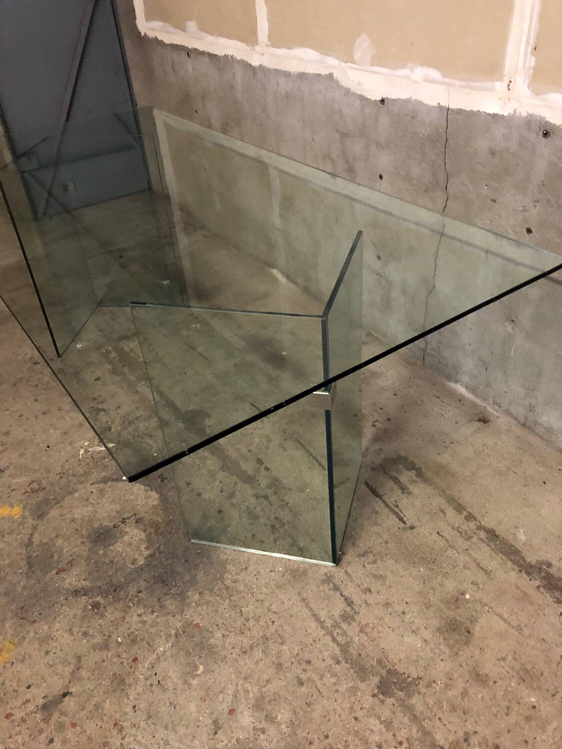 Post modern tempered glass table circa 1980