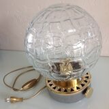 Structured glass globe lamp and metal-brass/ vintage 60s and 70s base