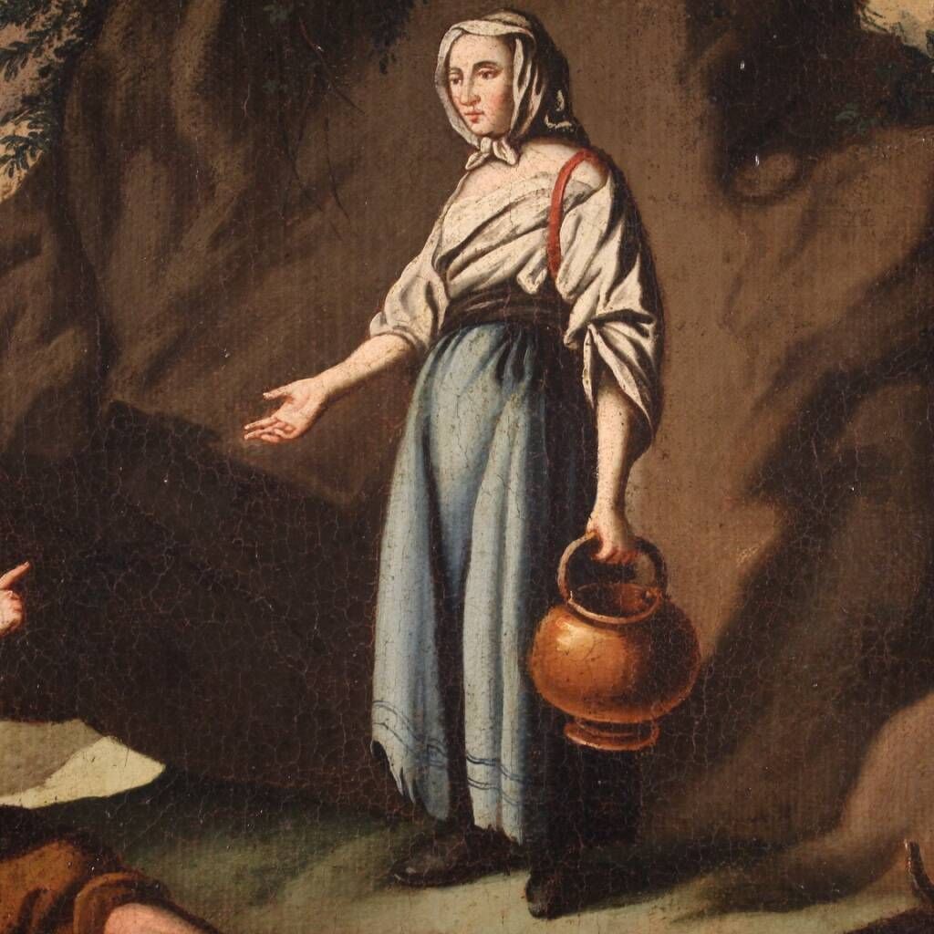 Painting landscape pastoral scene from the 18th century